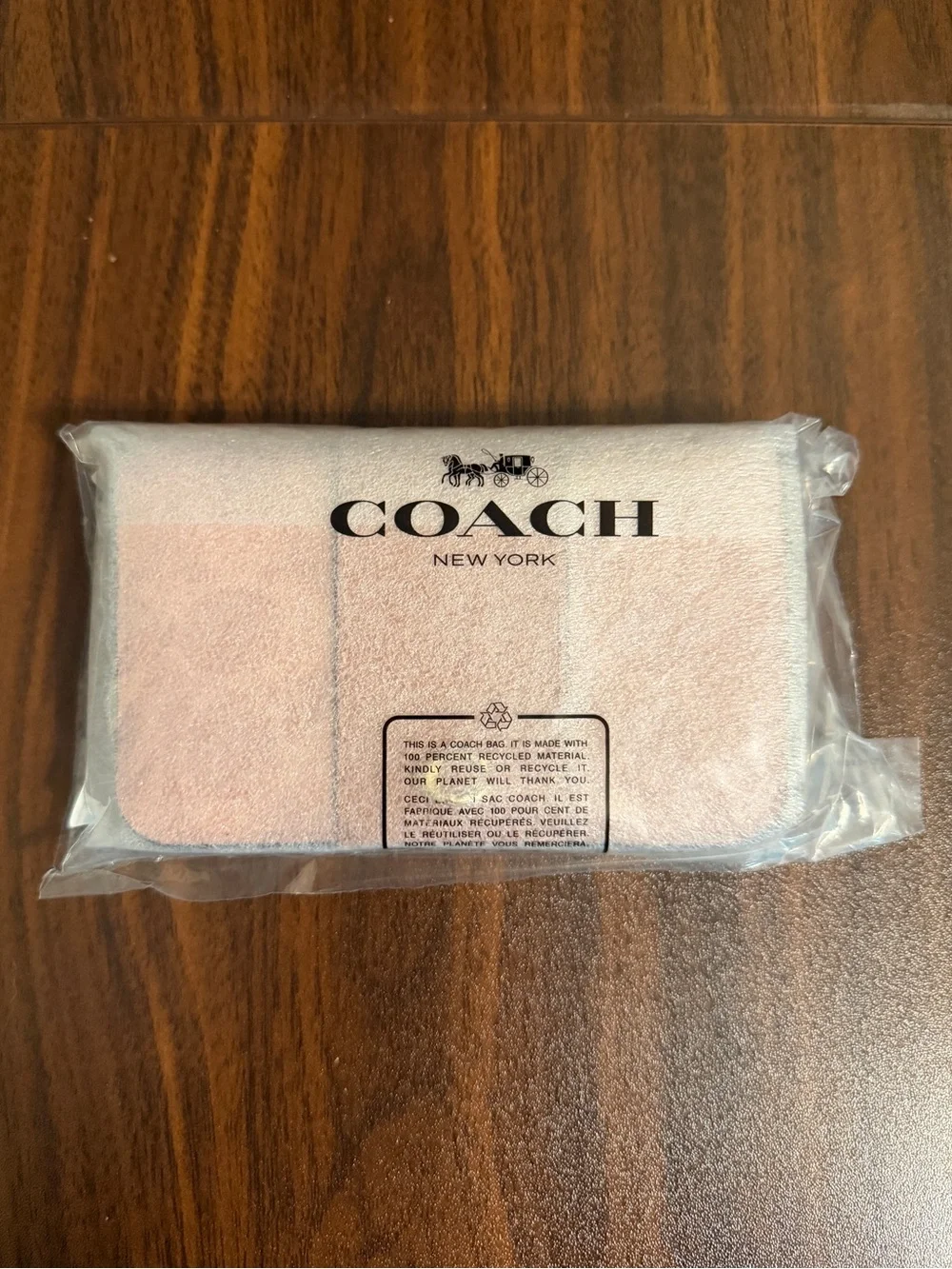 Coach Slim Card Case Wallet in Signature Canvas & Leather Brass/Melon Pink NWT